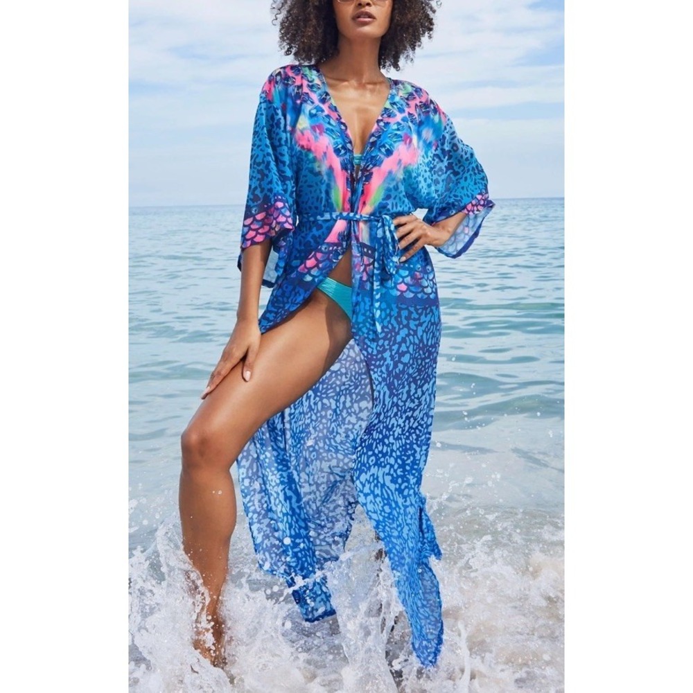 Venus Long Kimono Cover-Up - Timeless Treasure Duster Beach Womens S/M NO BELT